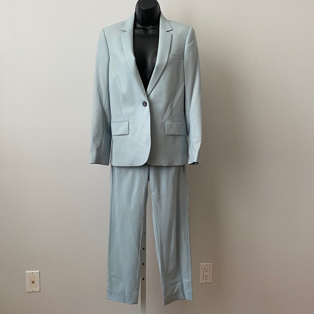 Paul Smith Wool Office Siren Academia Clean 2-Piece Pant Suit Set 36 40 Blue